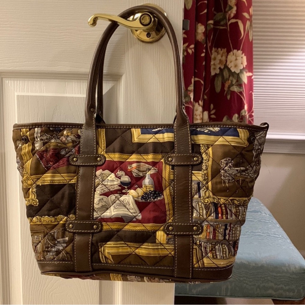 Vintage J.Crew Quilted Silk & Leather Tote — Rare HTF Dark Academia Preppy Bag